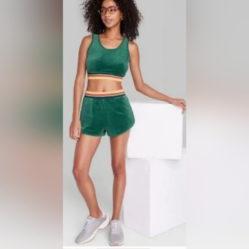 Rise Velour Track Shorts by Wild Fable